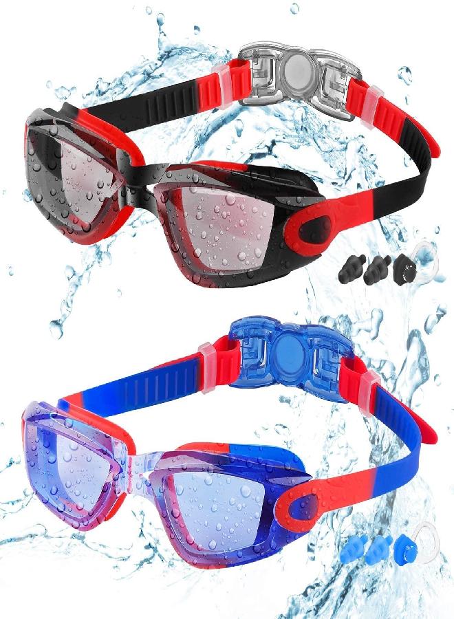 COOLOO COOLOO Kids Swim Goggles, 2 Packs Crystal Clear Swimming Goggles for Kids, and Teens  - Image 1