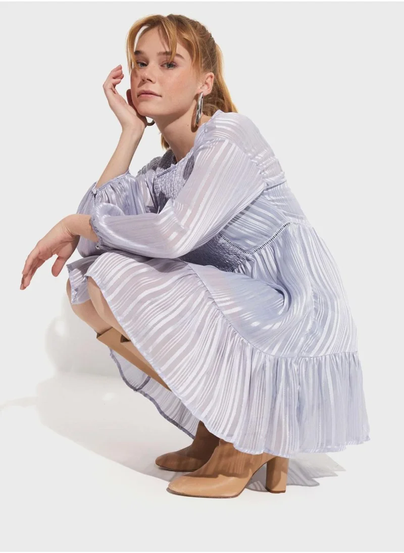 JUNE Tiered Puff Sleeve Dress