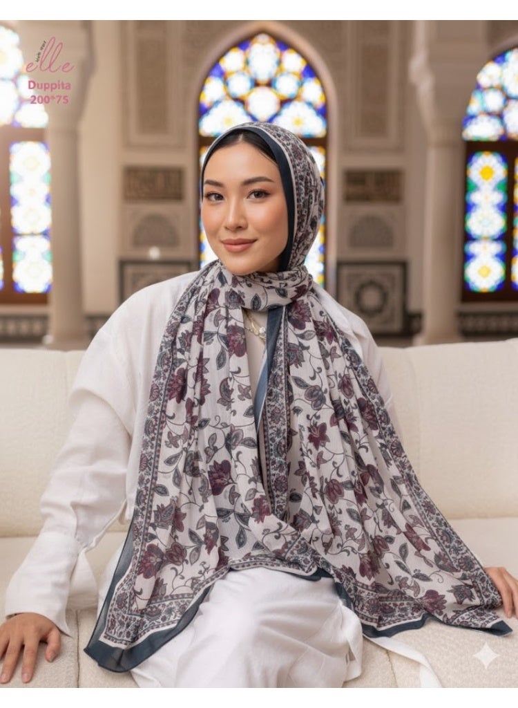 ELLE Luxury Digital Duppata Islamic Hijab Scarf for Women – Elegant Veil for Occasions & Daily Wear | Size 200 × 75 cm - Image 1