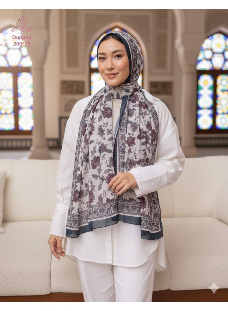 ELLE Luxury Digital Duppata Islamic Hijab Scarf for Women – Elegant Veil for Occasions & Daily Wear | Size 200 × 75 cm - Image 2