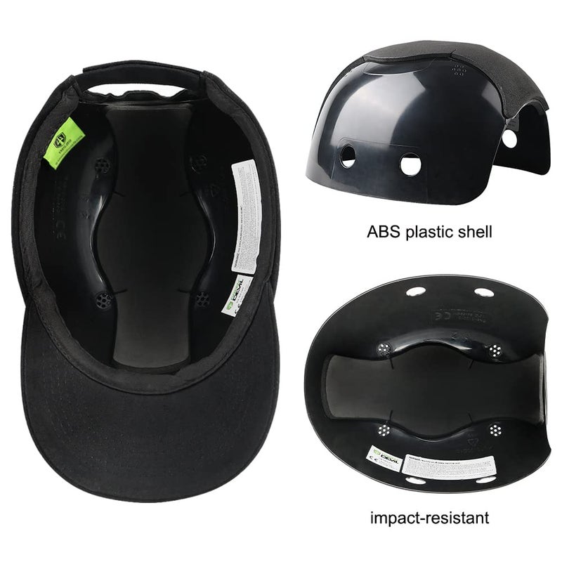 GREEN DEVIL Safety Bump Cap Baseball Hat Style Lightweight Head Protection Cap Hard Hat for Men Women (Classic Black) - Image 2