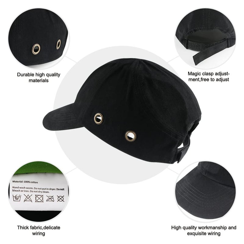 GREEN DEVIL Safety Bump Cap Baseball Hat Style Lightweight Head Protection Cap Hard Hat for Men Women (Classic Black) - Image 4