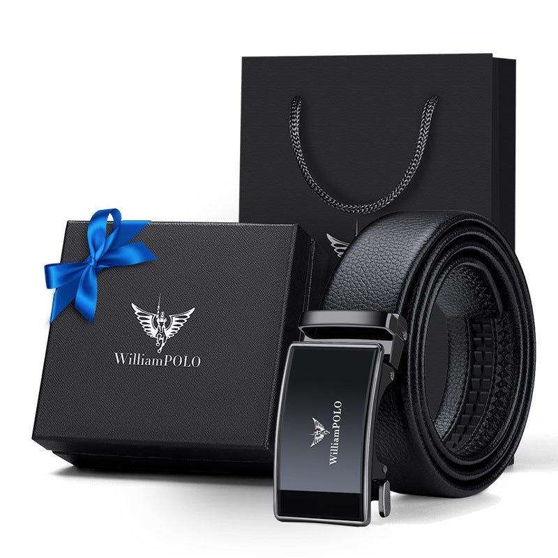 King Paul Belt Men's High-end Genuine Leather Belt Automatic Buckle All-match Simple Mirror Belt Guangzhou Belt - Image 1