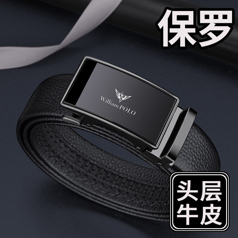 King Paul Belt Men's High-end Genuine Leather Belt Automatic Buckle All-match Simple Mirror Belt Guangzhou Belt - Image 2