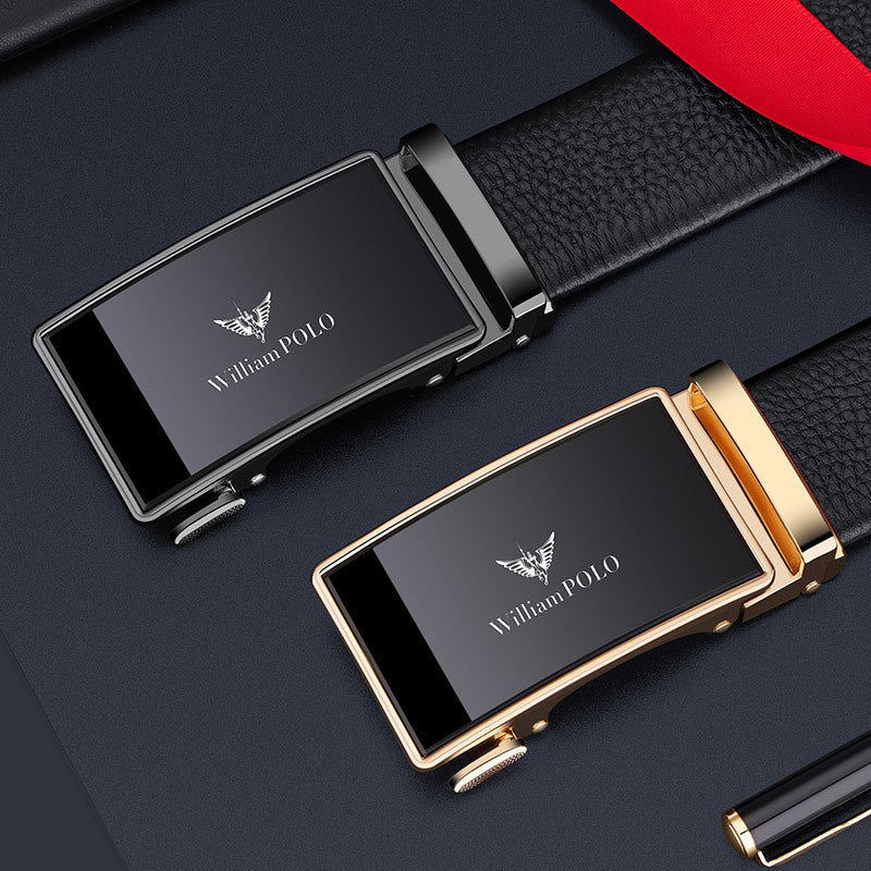King Paul Belt Men's High-end Genuine Leather Belt Automatic Buckle All-match Simple Mirror Belt Guangzhou Belt - Image 3