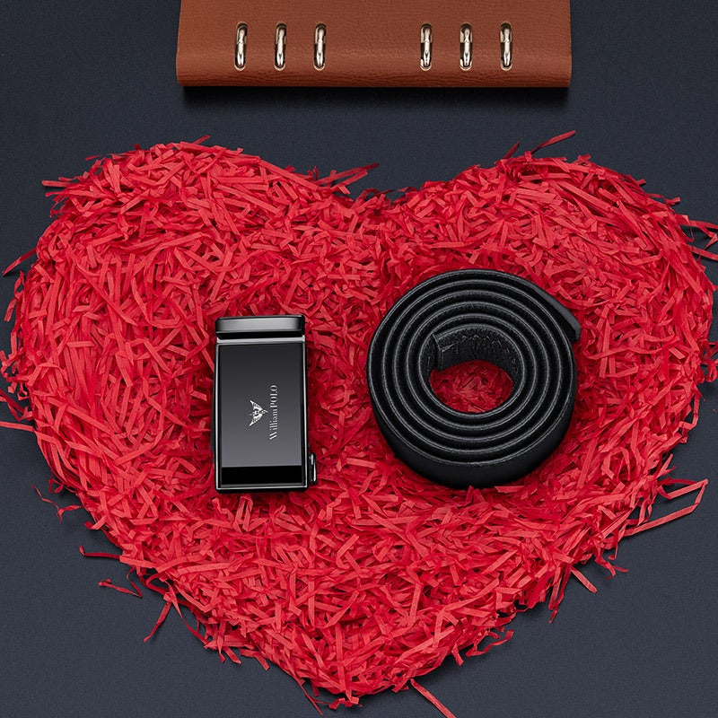 King Paul Belt Men's High-end Genuine Leather Belt Automatic Buckle All-match Simple Mirror Belt Guangzhou Belt - Image 4
