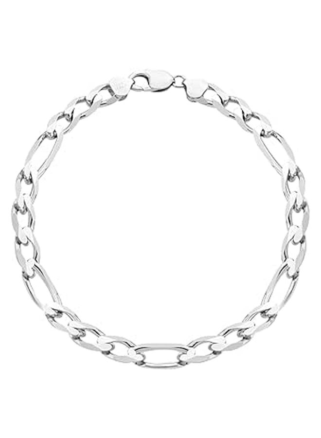 925 Sterling Silver Italian Solid Figaro Link Chain Bracelet  - Image 1