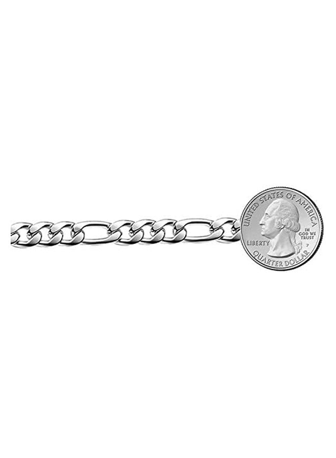 925 Sterling Silver Italian Solid Figaro Link Chain Bracelet  - Image 3