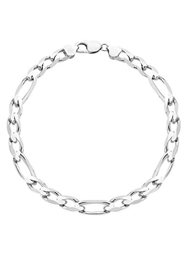 925 Sterling Silver Italian Solid Figaro Link Chain Bracelet  - Image 2