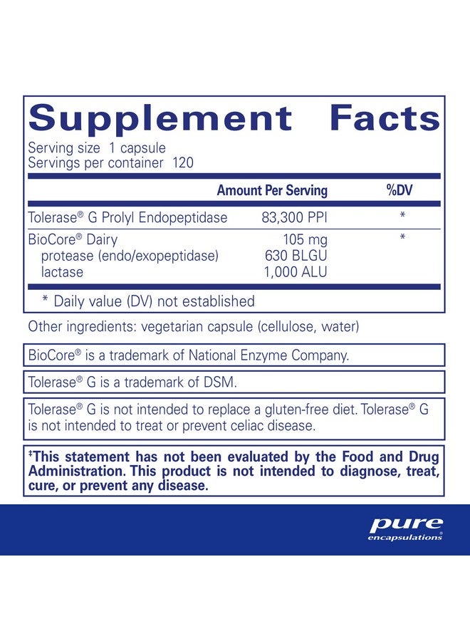 كبسولات نقية لهضم الغلوتين/الألبان | مزيج فريد من الإنزيمات لدعم هضم صحي للغلوتين والألبان* | ١٢٠ كبسولة - Image 1