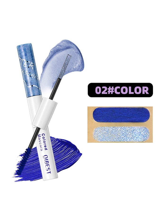 QiBest 2-IN-1 Mascara, Colored Mascara,  Shimmer Lash Makeup, Dual-Ended Sparkly & Solid Color Eyelash Mascara for Party & Stage Look 02# - Image 2