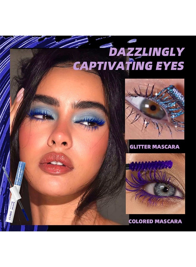 QiBest 2-IN-1 Mascara, Colored Mascara,  Shimmer Lash Makeup, Dual-Ended Sparkly & Solid Color Eyelash Mascara for Party & Stage Look 02# - Image 3