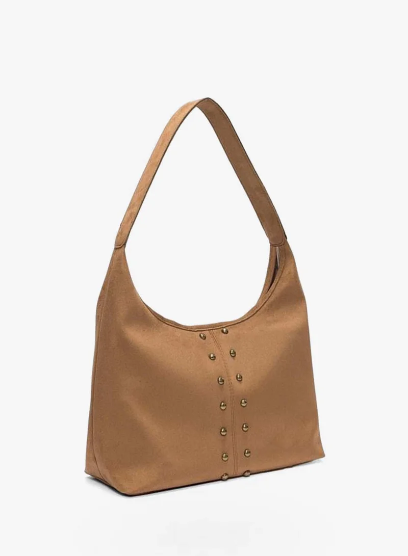 Shule Bags Moka Troklu Suede Shoulder Bag Camel.