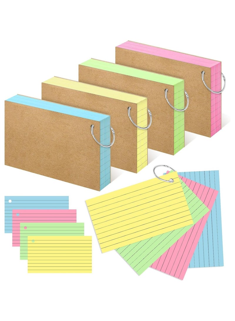CMGTYYD Colored Index Cards 3x5 Inches Flash Cards with Ring Lined Flashcards Note Cards for Studying, 200 Count. - Image 1