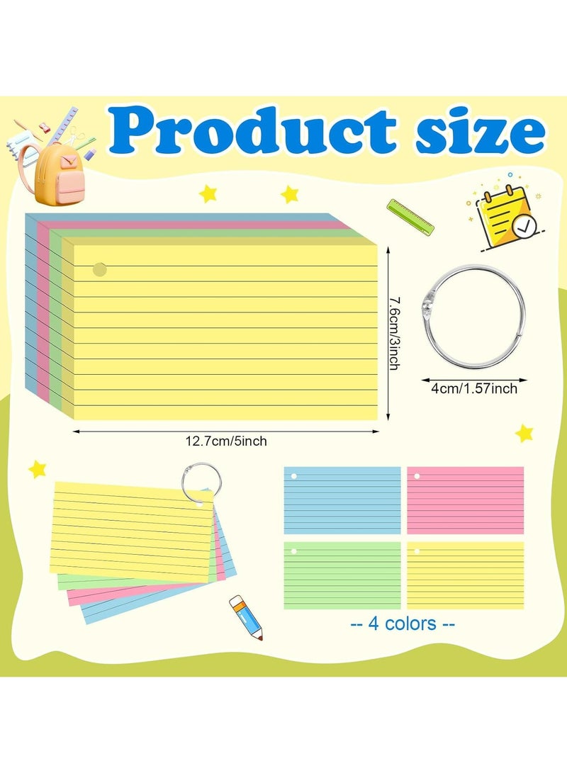 CMGTYYD Colored Index Cards 3x5 Inches Flash Cards with Ring Lined Flashcards Note Cards for Studying, 200 Count. - Image 2