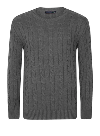 FELIX HARDY Cable Knit Crew Neck Pullover