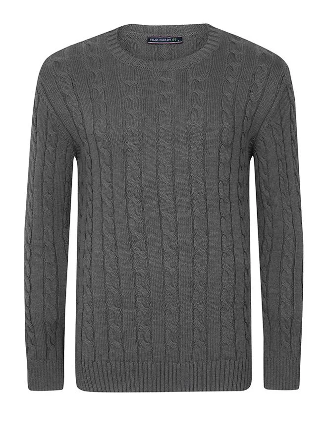 FELIX HARDY Cable Knit Crew Neck Pullover