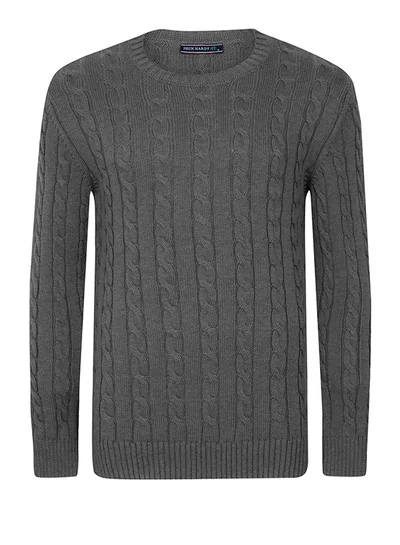 FELIX HARDY Cable Knit Crew Neck Pullover