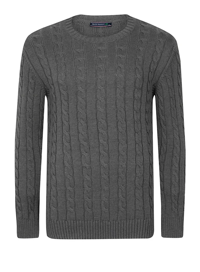FELIX HARDY Cable Knit Crew Neck Pullover