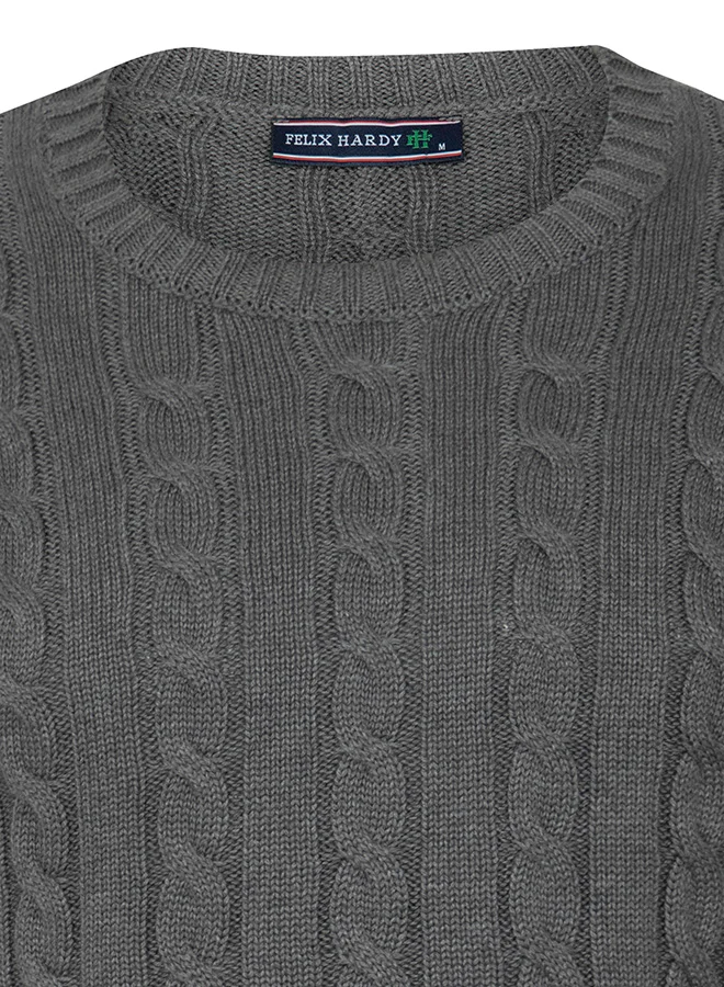 FELIX HARDY Cable Knit Crew Neck Pullover