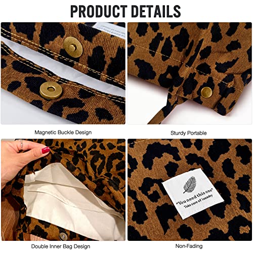 Cohpoh Women Tote Bags Grocery Shoulder Bag Corduroy with Inner Pocket for Work Beach Lunch Travel Shopping Shopper Handbags - Image 5