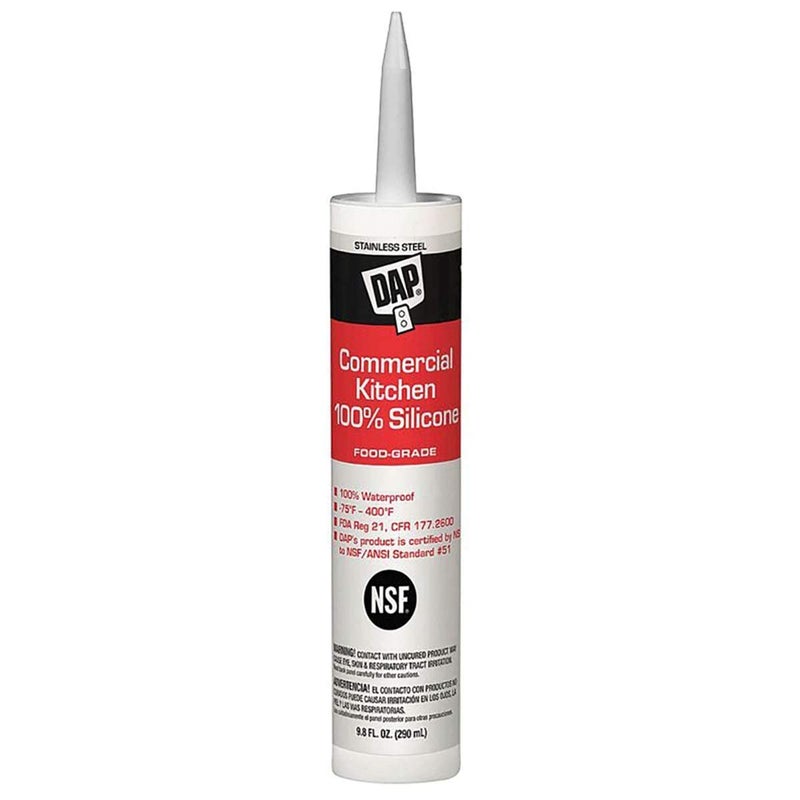 DAP 08660 Commercial Kitchen 100% Silicone Sealant, 9.8-Ounce, Stainless Steel - Image 1