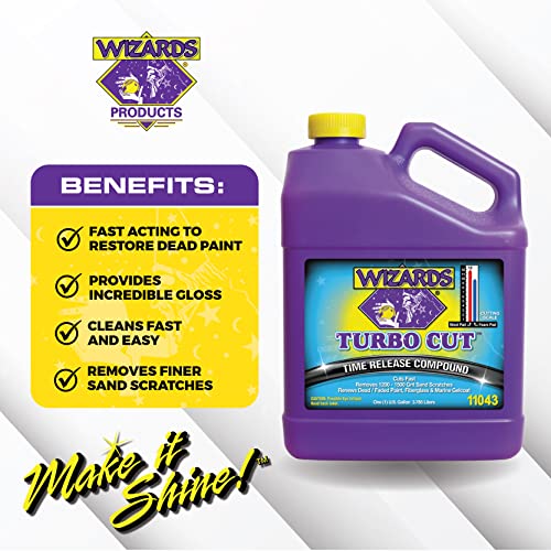 Wizards Turbo Cut Compound - Removes 1200 to 1500 Scratches - Renews, Restores and Fast Cuts Dead and Faded Paints, Gelcoat and Fiberglass - Water Based Car Scratch Remover - 1 Gallon - Image 2