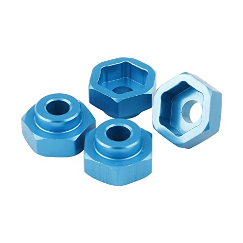 Rchobbytop 4 Sets 12mm to 17mm Hub Hex Adapter Converter & Locknut & Wrench for 1/8 RC Wheels Install on 1/10 On-Road Off Road Car Buggy Truck Truggy Tamiya Axial Traxxas HPI HSP Losi Kyosho, Blue - Image 2