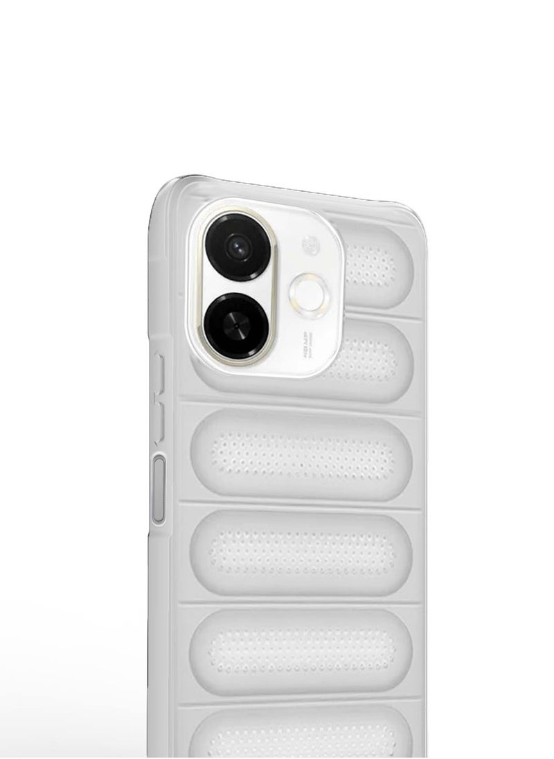 Wtech - Tecno Spark 30C 5G 2024 Premium Translucent within Air Bag TPU with Band Texture Case Cover - White - Image 1