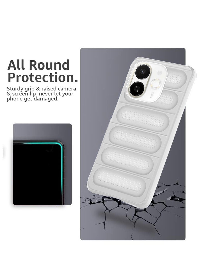 Wtech - Tecno Spark 30C 5G 2024 Premium Translucent within Air Bag TPU with Band Texture Case Cover - White - Image 1
