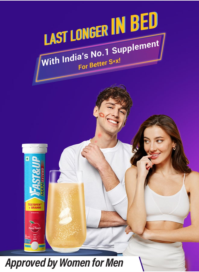 FAST&UP Man Extend Delay Climax - 20 Effervescent Tablets - Fizzy Peach Flavour  - Image 3