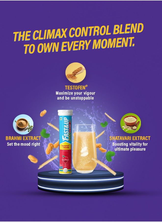 FAST&UP Man Extend Delay Climax - 20 Effervescent Tablets - Fizzy Peach Flavour  - Image 4