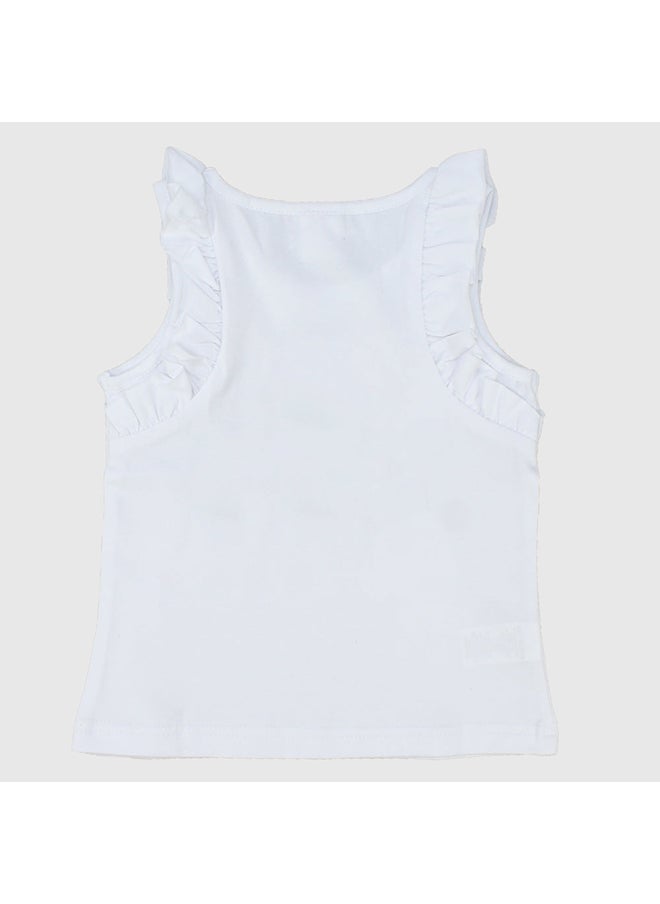 quokka - Ruffled Shoulders Sleeveless T-Shirt - Image 1