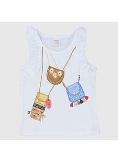 Ruffled Shoulders Sleeveless T-Shirt