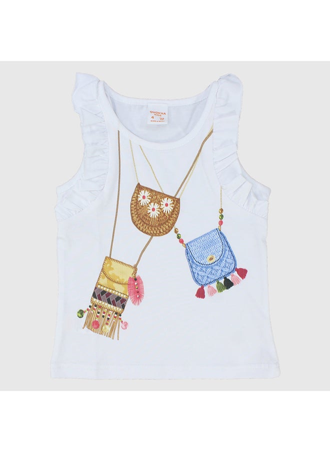 quokka - Ruffled Shoulders Sleeveless T-Shirt - Image 1