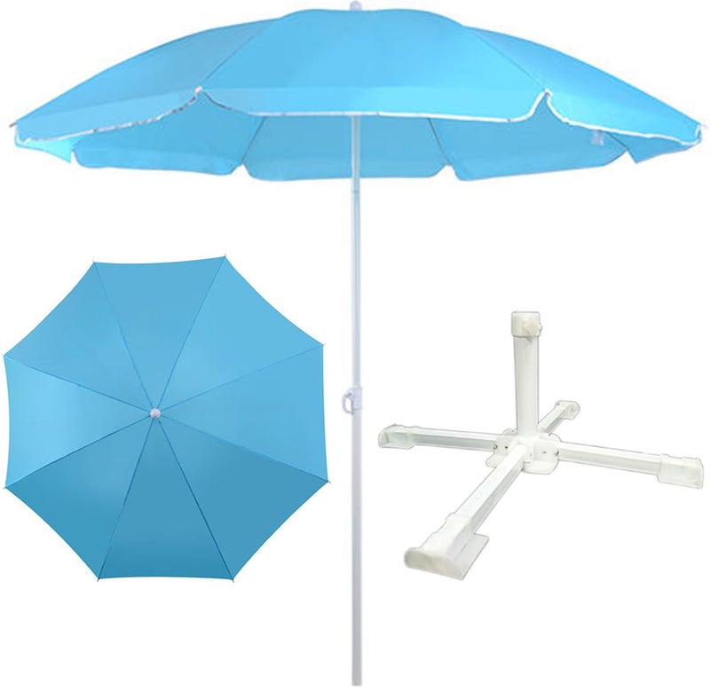 RAINPOPSON RAINPOPSON Outdoor Garden Umbrella With Stand Big Size Patio Garden Umbrella Blue 8Ft  - Image 1