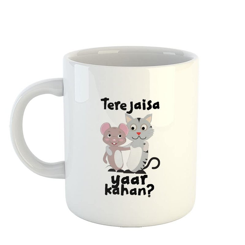 Happu Happy Friendship Day Coffee Mug with 1 Friendship Band Tere Jaisa Yaar Kahan Rat Cat Gifts for Friendship Day Friendship Day Gifts for MensWomens Gifts for Girls 325 ML11Oz5902WH - Image 1