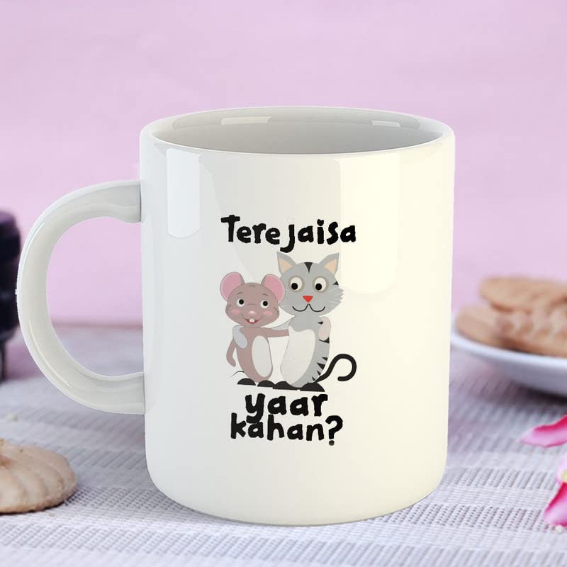 Happu Happy Friendship Day Coffee Mug with 1 Friendship Band Tere Jaisa Yaar Kahan Rat Cat Gifts for Friendship Day Friendship Day Gifts for MensWomens Gifts for Girls 325 ML11Oz5902WH - Image 5