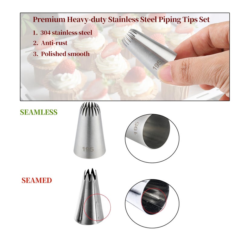 COKUMA 5PCS Large Piping Tips Set, COKUMA Stainless Steel Cake Decorating Tips, Frosting Icing Tips for Cupcakes, Cake, Cookie and Decorating (Dishwasher Safe) - Image 4