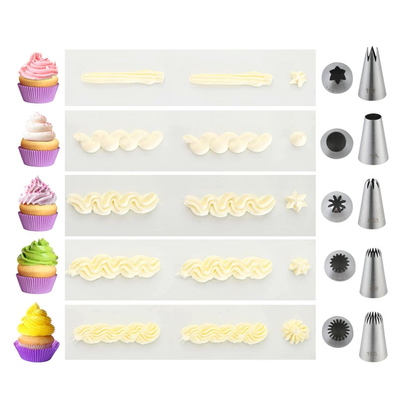 COKUMA 5PCS Large Piping Tips Set, COKUMA Stainless Steel Cake Decorating Tips, Frosting Icing Tips for Cupcakes, Cake, Cookie and Decorating (Dishwasher Safe) - Image 3
