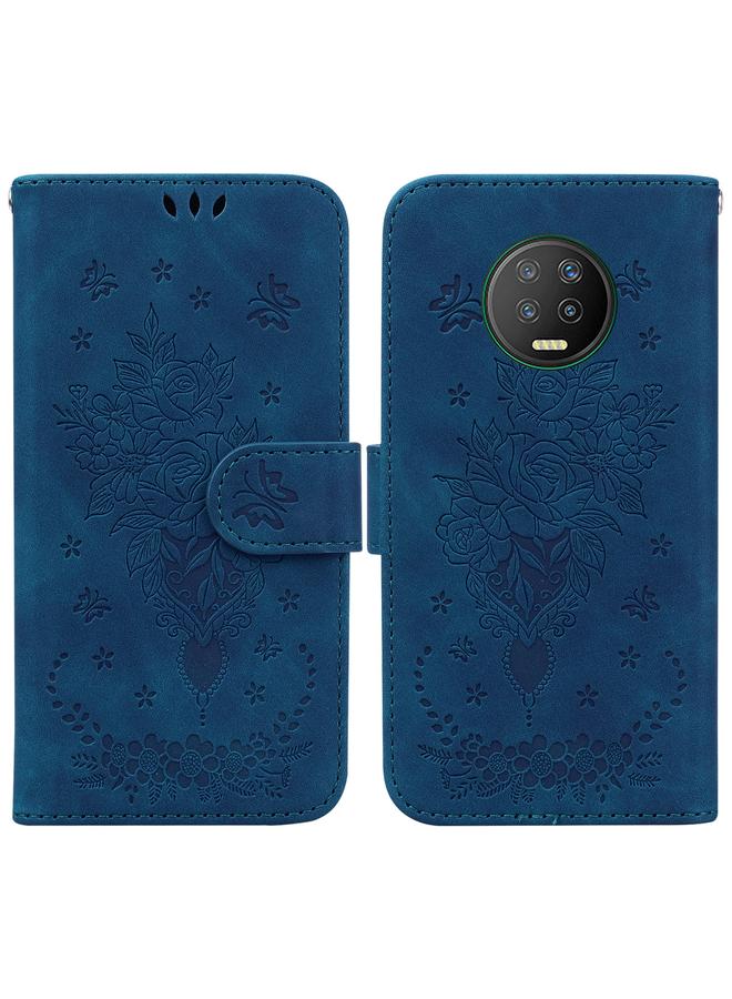 اس-توب جراب لهاتف Infinix Note 7 X690 مصنوع من الجلد المنقوش بنقشة الفراشة الوردية - Image 1