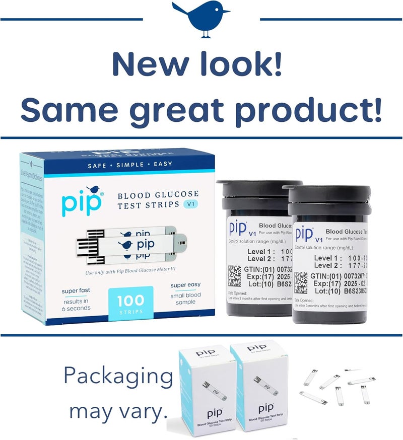 Pip V1 Blood Glucose Test Strips  100 Count  Compatible Exclusively with Pip V1 Glucose Monitor  Accurate Blood Sugar Testing  Essential Diabetic Testing Supplies - Image 2
