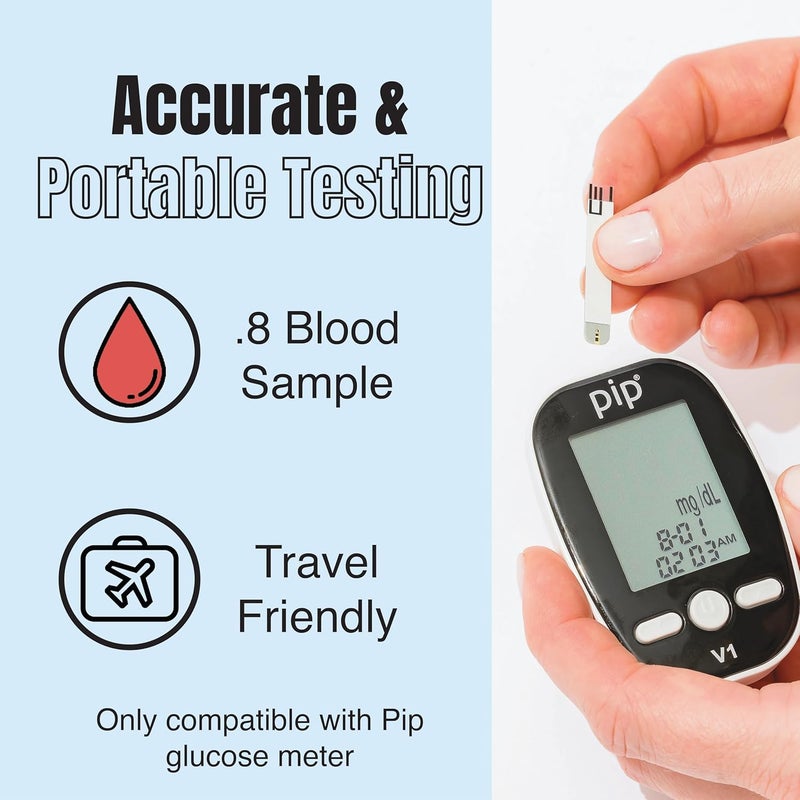 Pip V1 Blood Glucose Test Strips  100 Count  Compatible Exclusively with Pip V1 Glucose Monitor  Accurate Blood Sugar Testing  Essential Diabetic Testing Supplies - Image 4