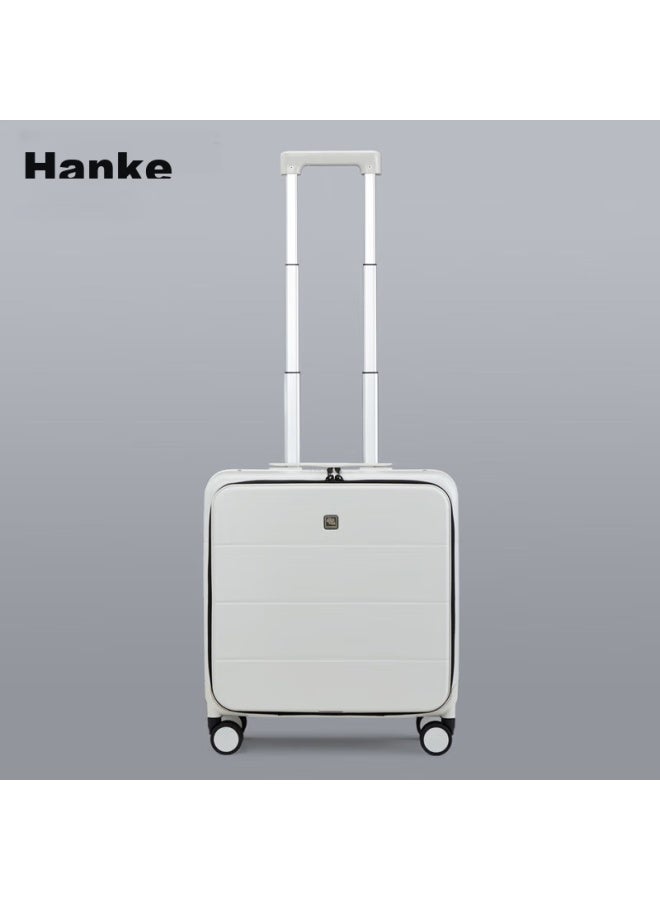 Hanke أمتعة أمامية الفتح، حقيبة هيكل ألومنيوم، أمتعة محمولة، حقيبة سفر، 18 بوصة أبيض، قفل سري تجاري، للرجال والنساء - Image 2