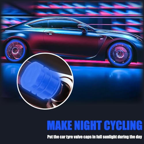 MEAJOO 8PCS Fluorescent Tire Valve Stem Caps, Luminous Car Tire Air Cap, Corrosion Resistant Leak-Proof Wheel Valve Cover, Universal for Cars, Trucks, Bikes, Motorcycles, Bicycles(Pink&Blue) - Image 4