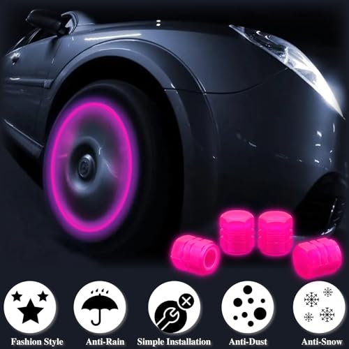 MEAJOO 8PCS Fluorescent Tire Valve Stem Caps, Luminous Car Tire Air Cap, Corrosion Resistant Leak-Proof Wheel Valve Cover, Universal for Cars, Trucks, Bikes, Motorcycles, Bicycles(Pink&Blue) - Image 5