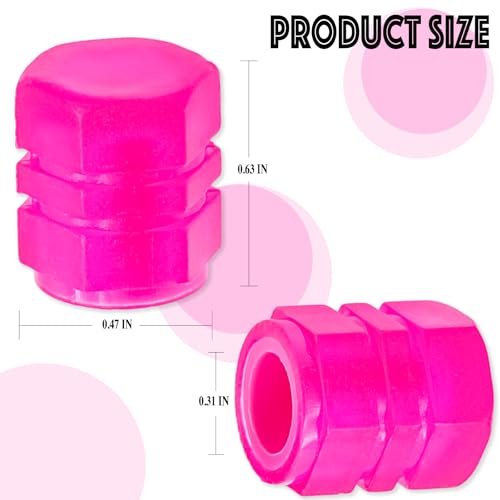 MEAJOO 8PCS Fluorescent Tire Valve Stem Caps, Luminous Car Tire Air Cap, Corrosion Resistant Leak-Proof Wheel Valve Cover, Universal for Cars, Trucks, Bikes, Motorcycles, Bicycles(Pink&Blue) - Image 2