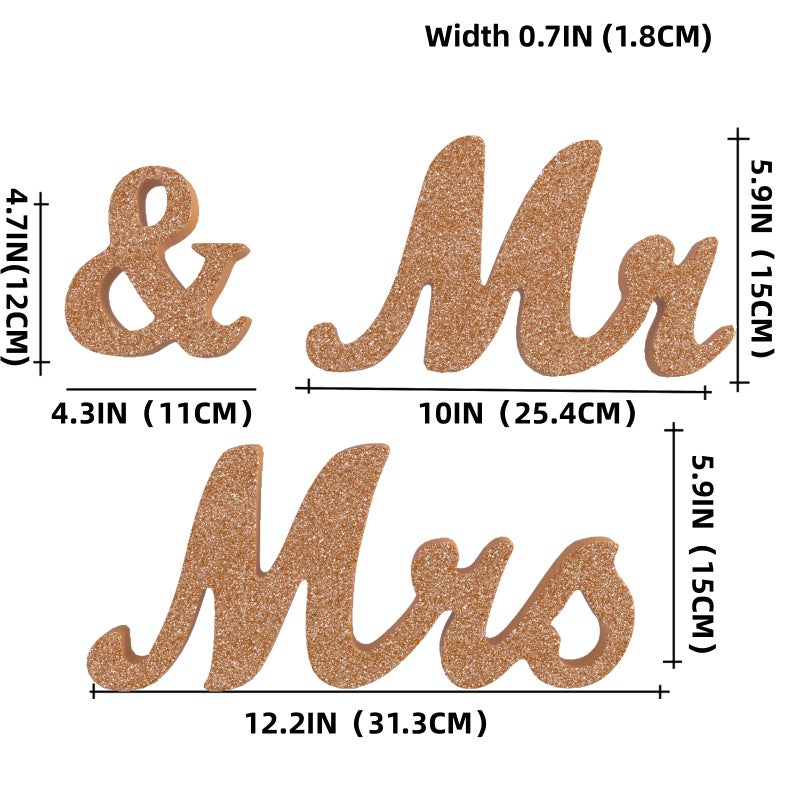 VIOPVERY Mr and Mrs Sign & Just Married Banner Mr & Mrs Signs for Wedding Table Large Wooden Letters for Sweetheart Table Photo Props Wedding decorations for Anniversary Rose Gold - Image 2