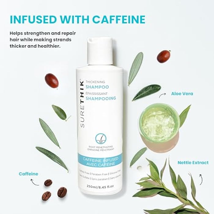 SURETHIK Hair Thickening Shampoo - With Caffeine & Nourishing Oils - Sulfate, Paraben & Silicone Free (250ml) - Image 4