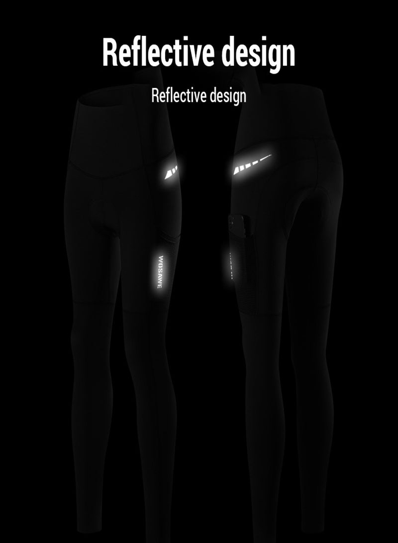 WOSAWE Women's Cycling Pant Stretchy  Slim Fit  Breathable  Comfortable  Outdoor Sports Leggings for Ladies  Bike Tights，BH188 Black European Size M - Image 4